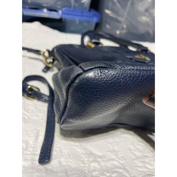 Tommy Hilfiger  Navy Blue Genuine Leather Satchel With Tassel Accent & Gold Hard - Picture 4 of 7